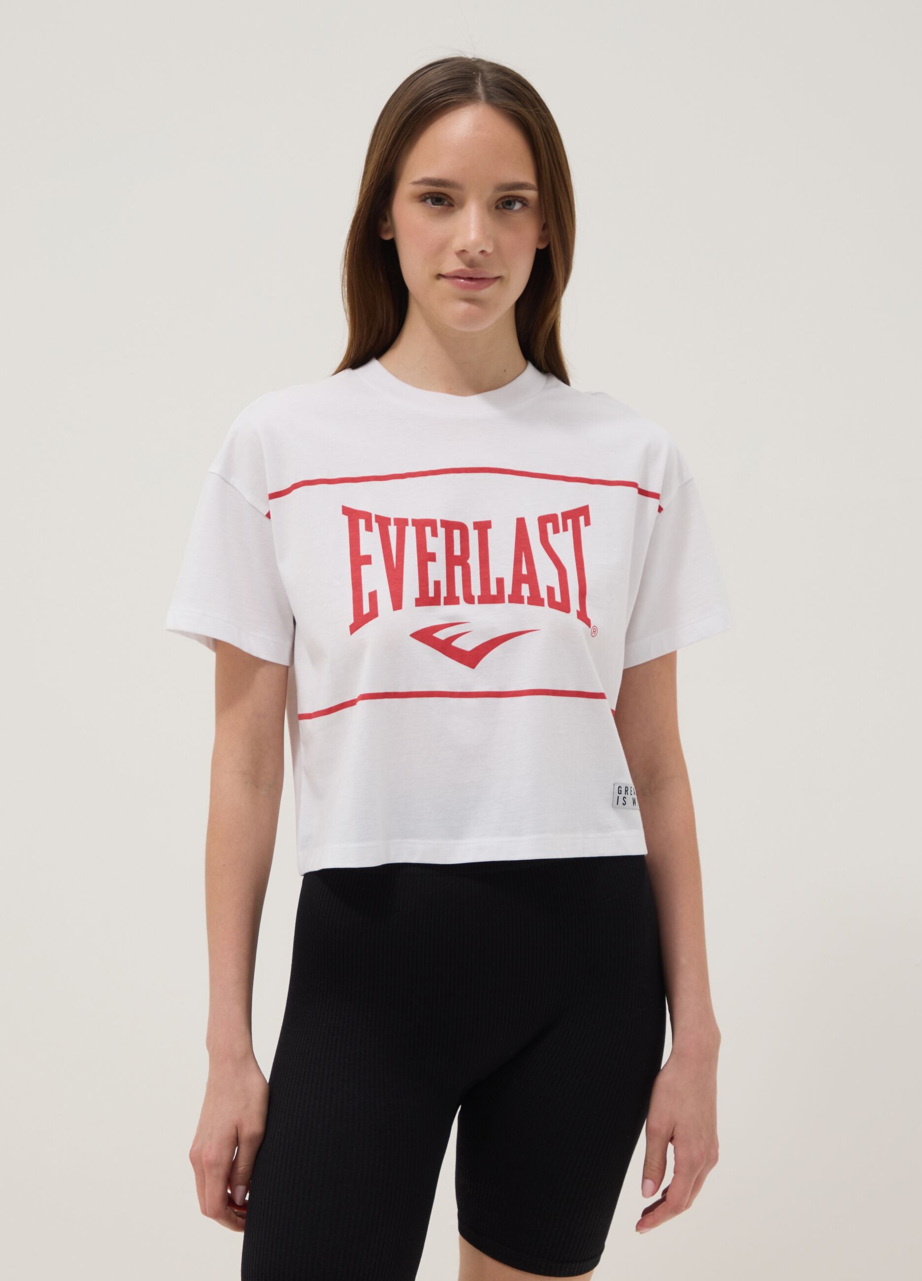Pure White Cotton T-shirt Regular Fit with Everlast Print