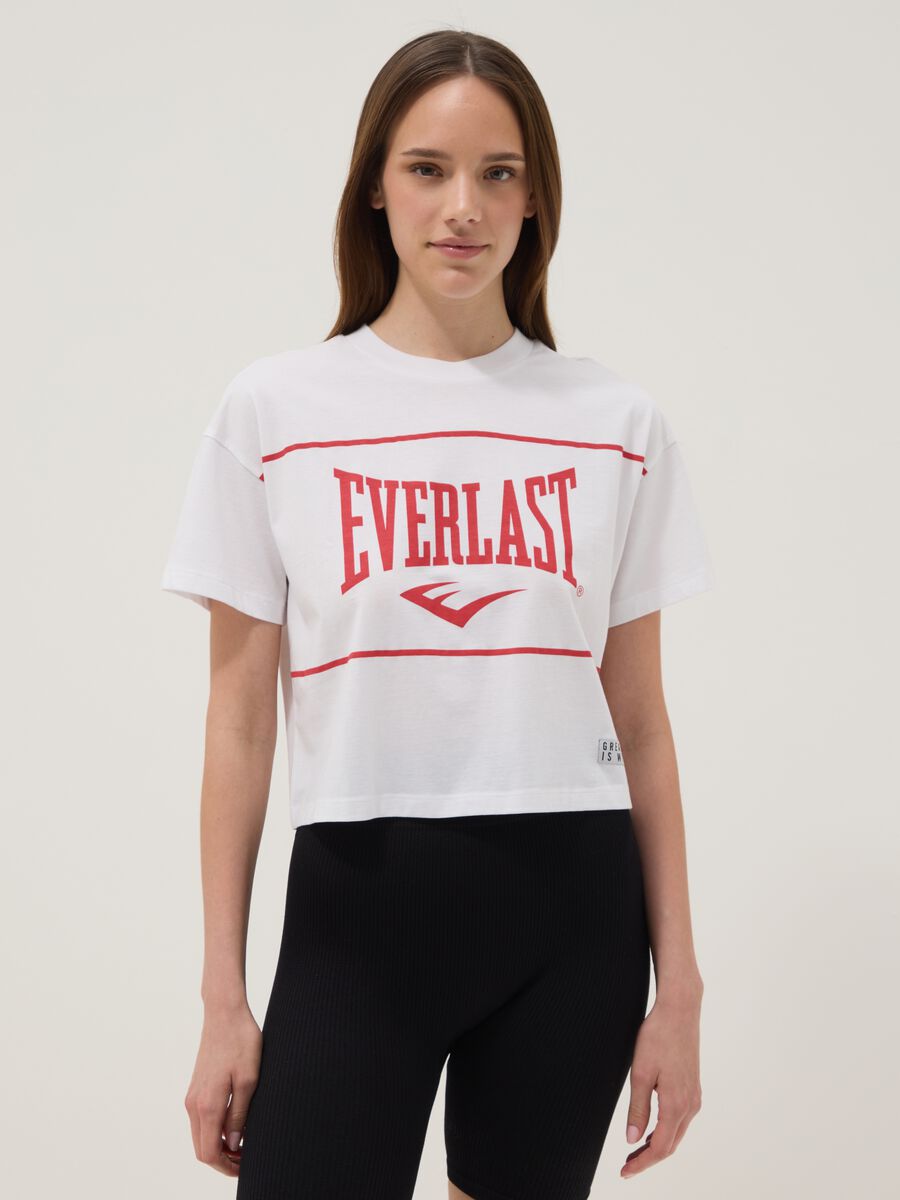 Pure White Cotton T-shirt Regular Fit with Everlast Print_0