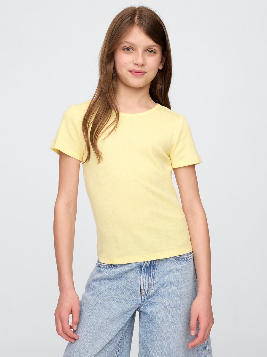 T-shirt in cotone a costine_0