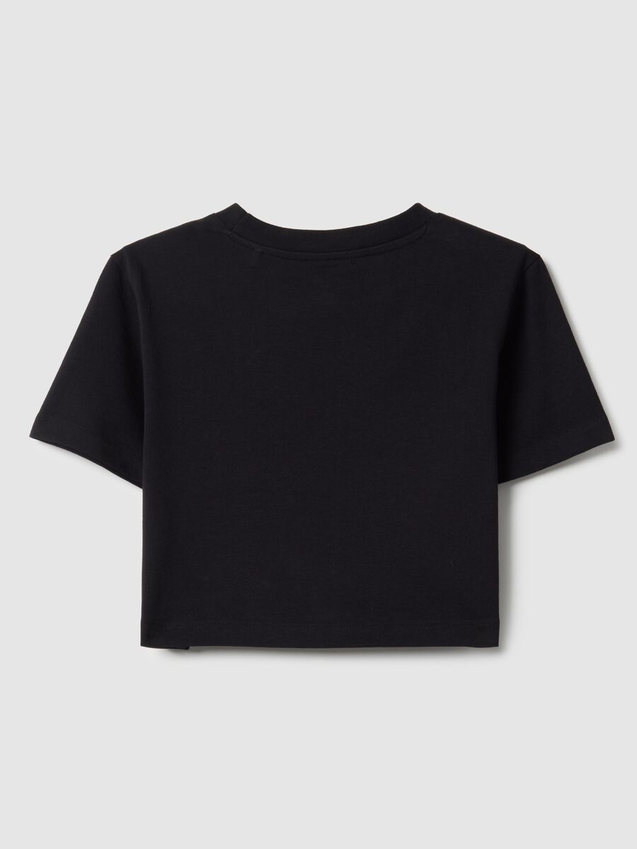T-shirt in puro cotone nero da ragazza boxy fit_4