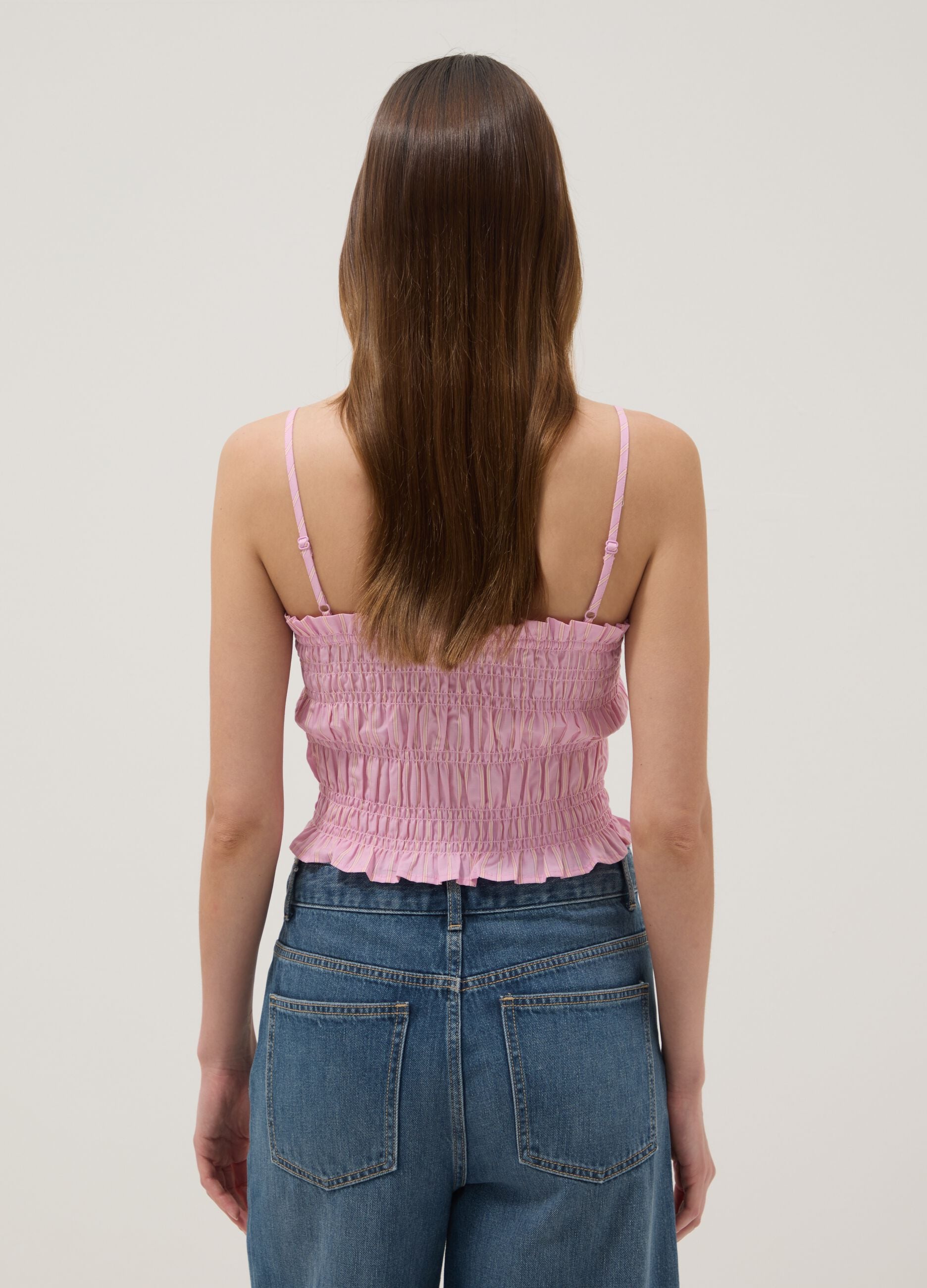 Pink pure cotton tank top with thin straps