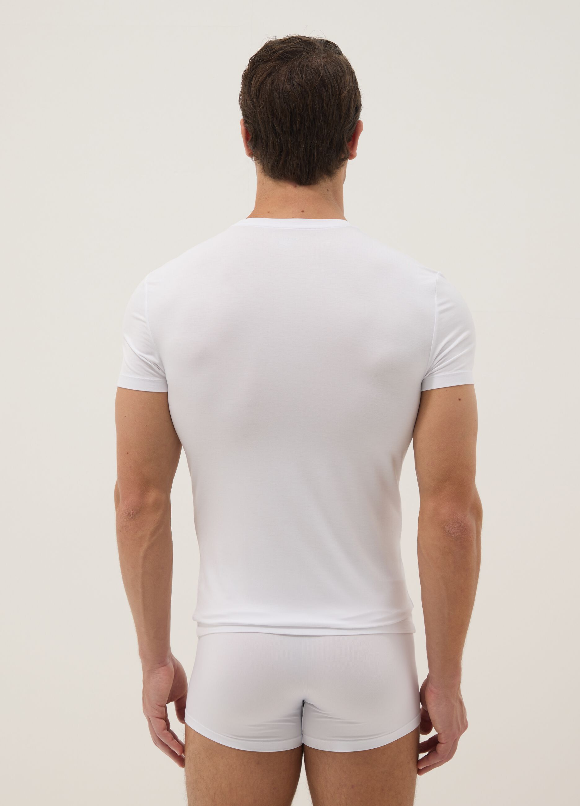 White stretch modal T-shirt, regular fit