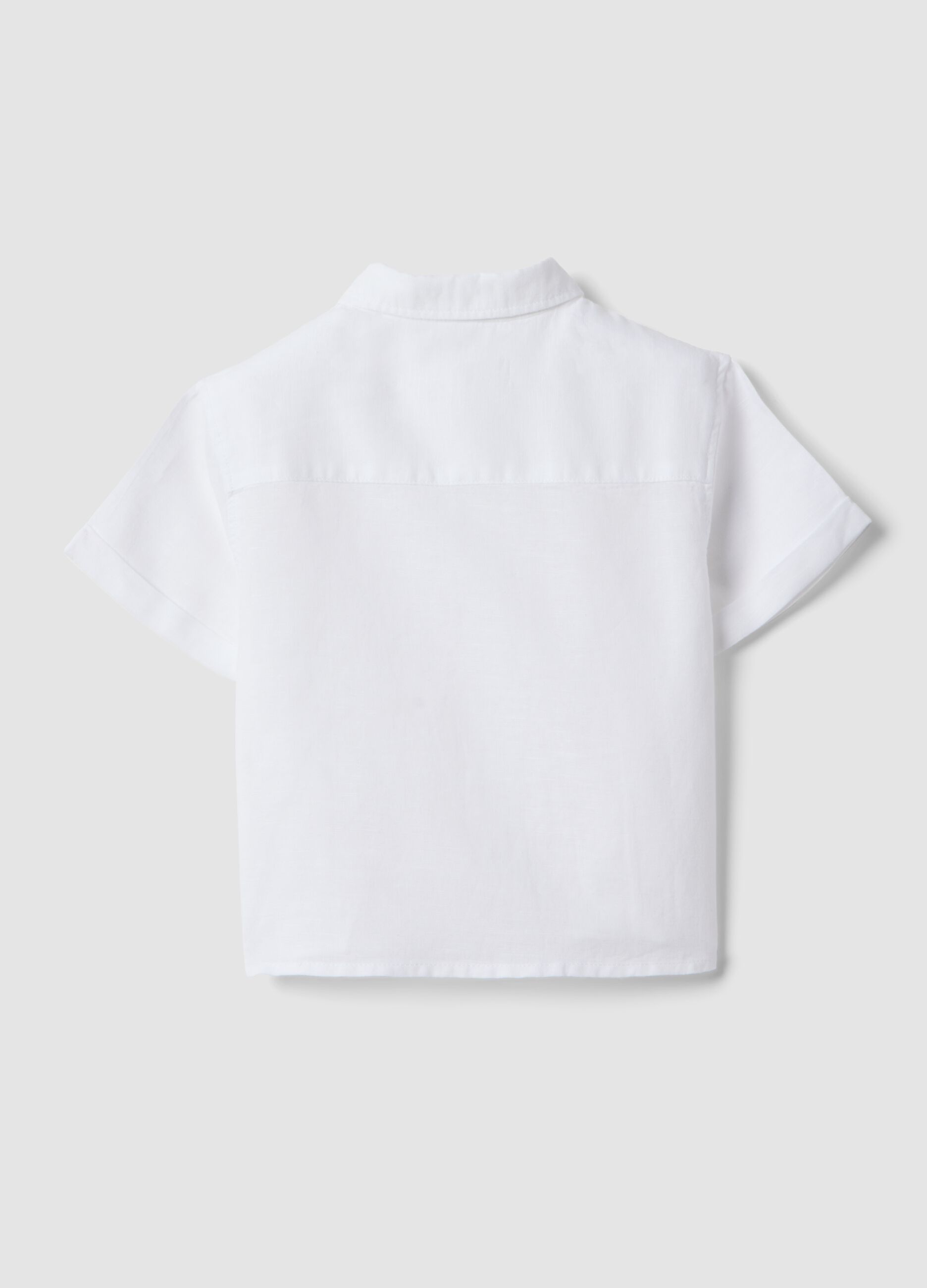 White linen-cotton blend boys' shirt regular fit
