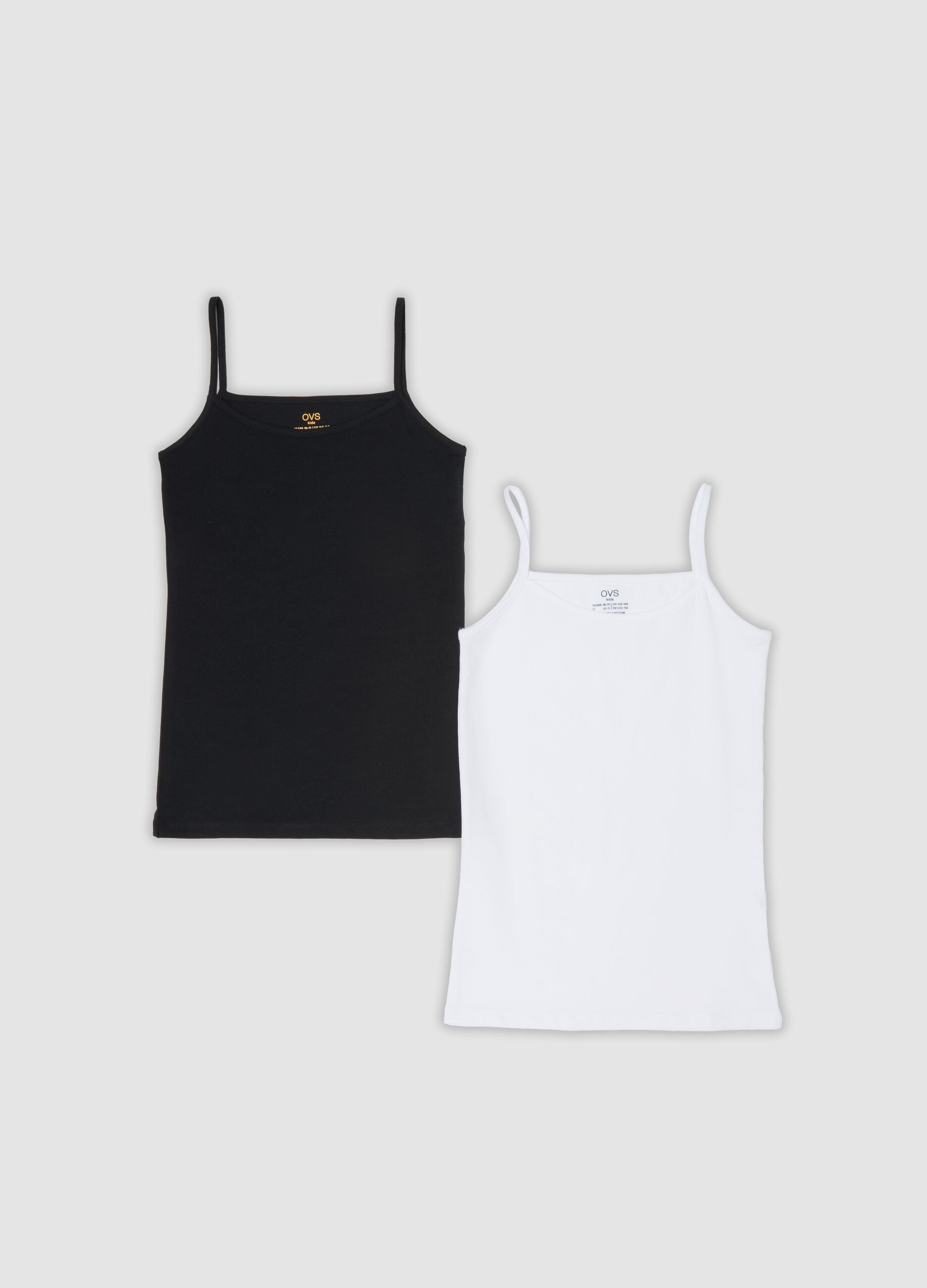 2-pack of black and white organic cotton jersey vests for girls