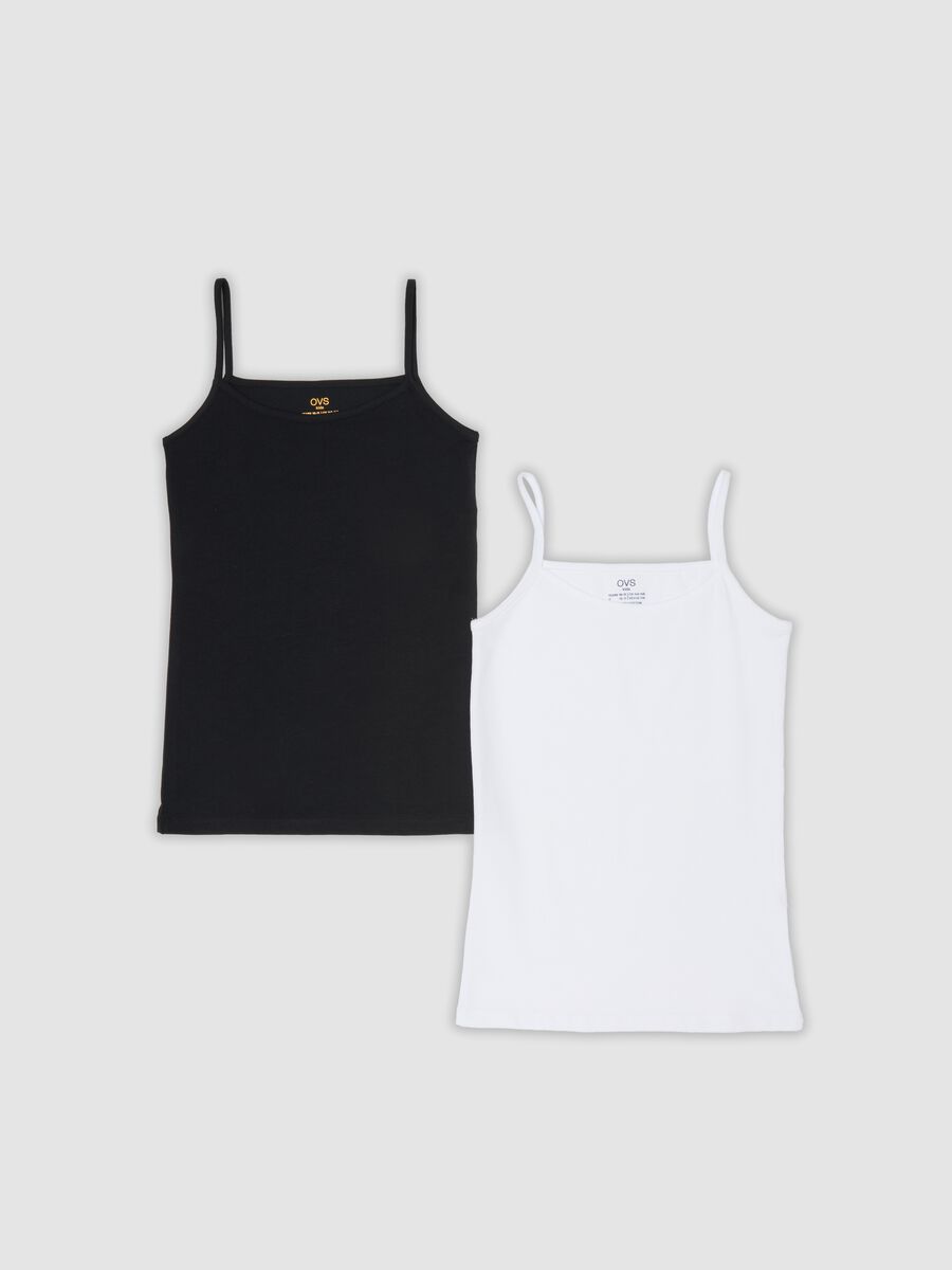 2-pack of black and white organic cotton jersey vests for girls_0