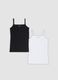 2-pack of black and white organic cotton jersey vests for girls_0