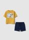 Disney multi-colour pure cotton t-shirt and shorts set for boys_0