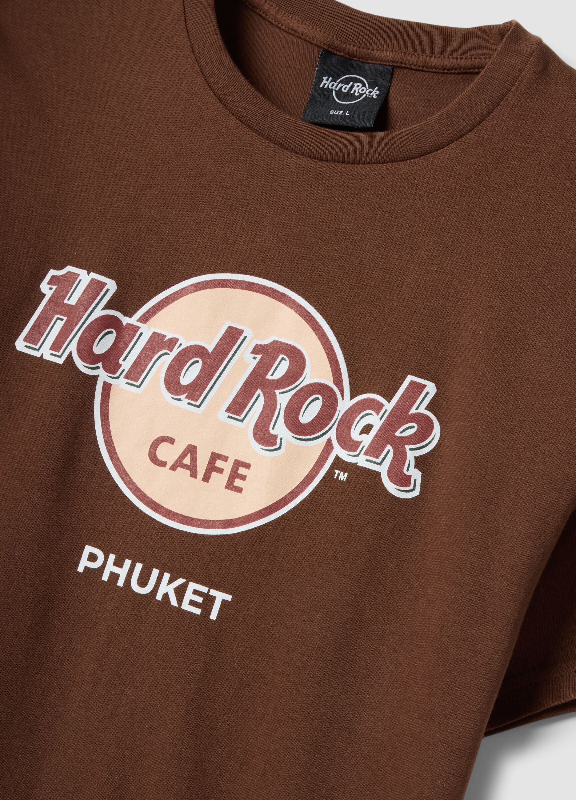 Brown pure cotton Hard Rock Cafe print T-shirt, regular fit