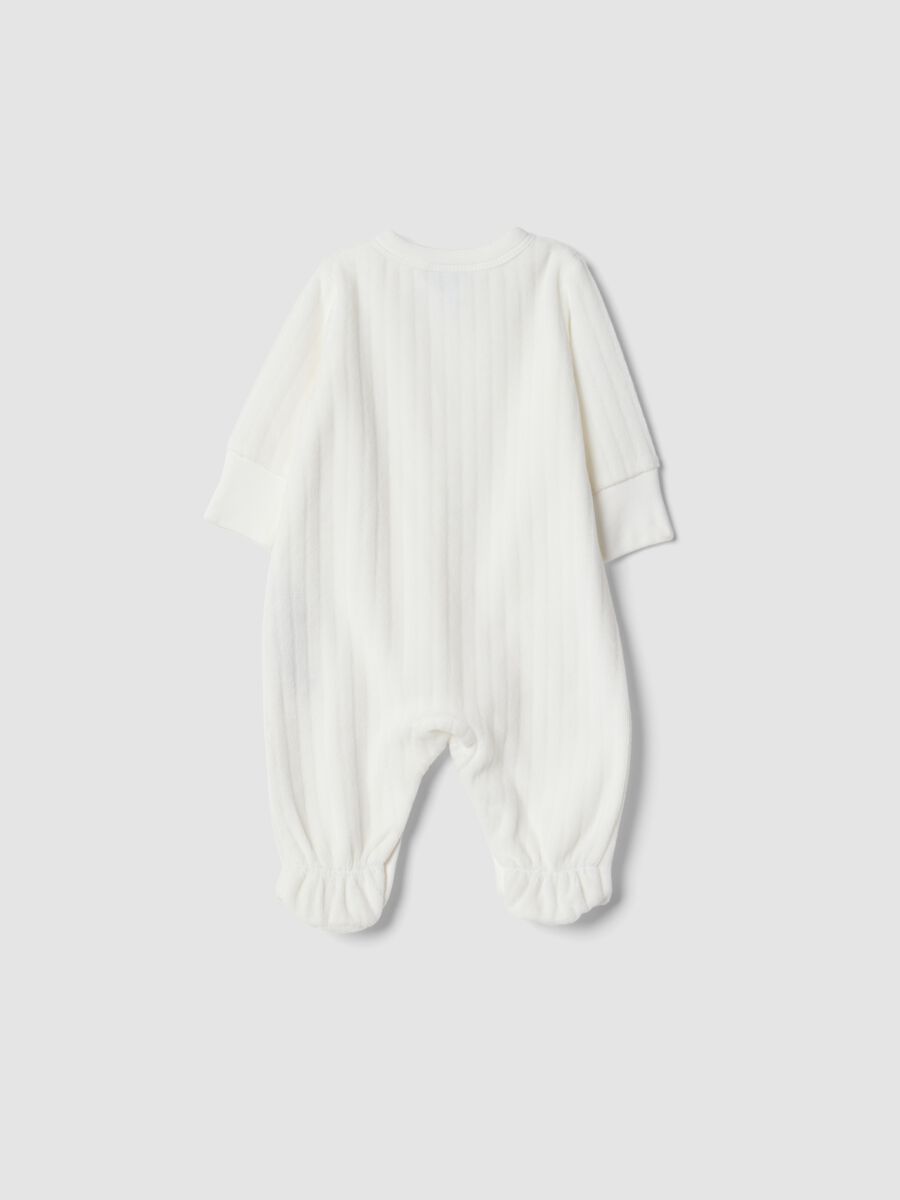 Tutina bianca in misto cotone organico con piedini_1