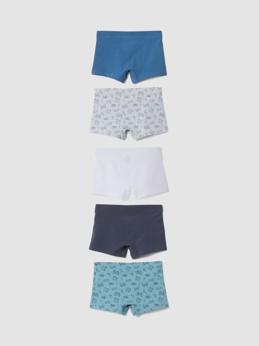 Five-pack of boys&rsquo; mid-length boxer briefs in stretch organic cotton_1