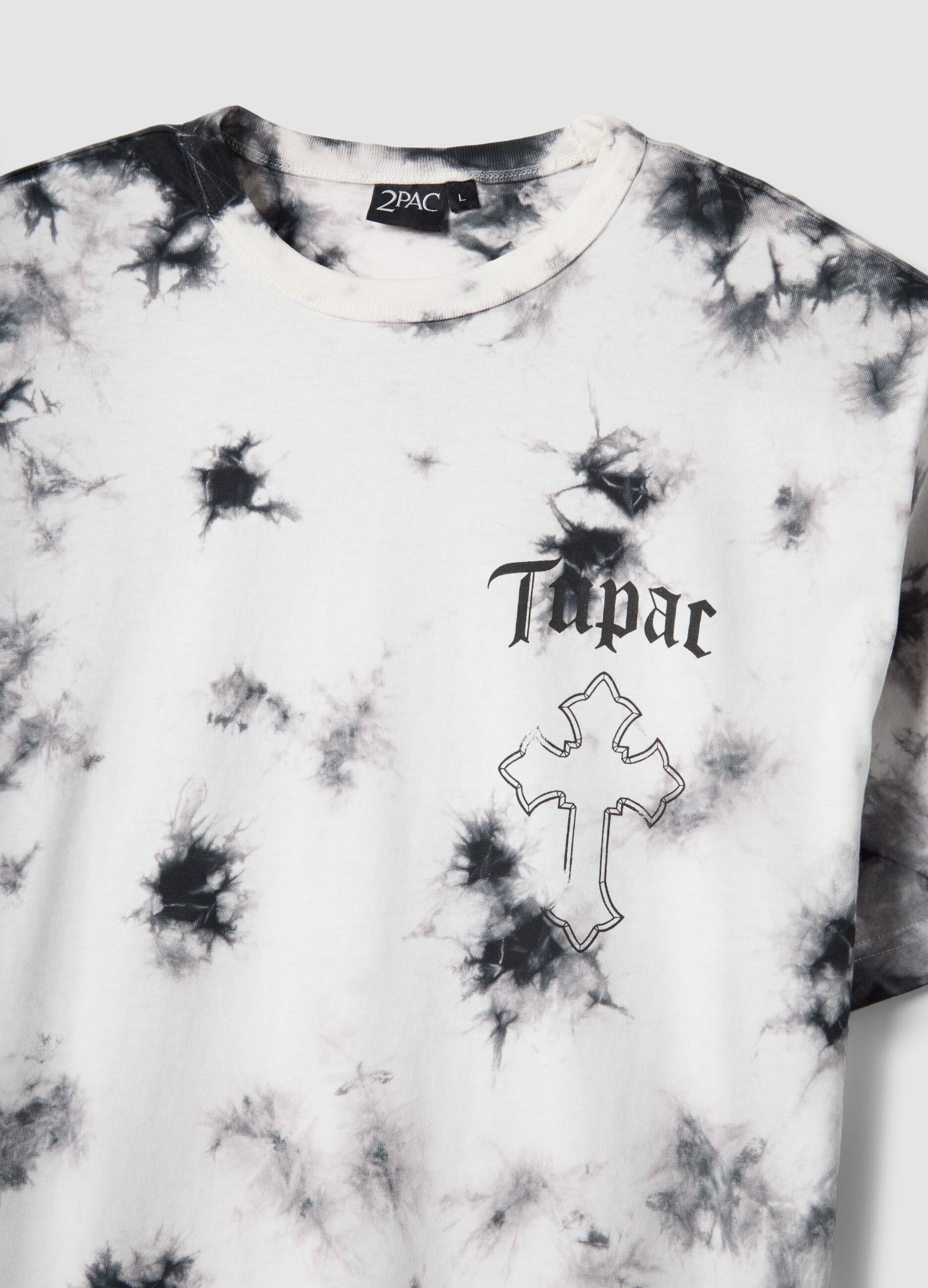 Multicolour pure cotton regular fit T-shirt with Tupac print