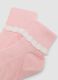 2-pack of pink and white short baby girl socks with frill trim_1