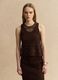 Brown cotton-blend regular-fit tank top with mesh design_1