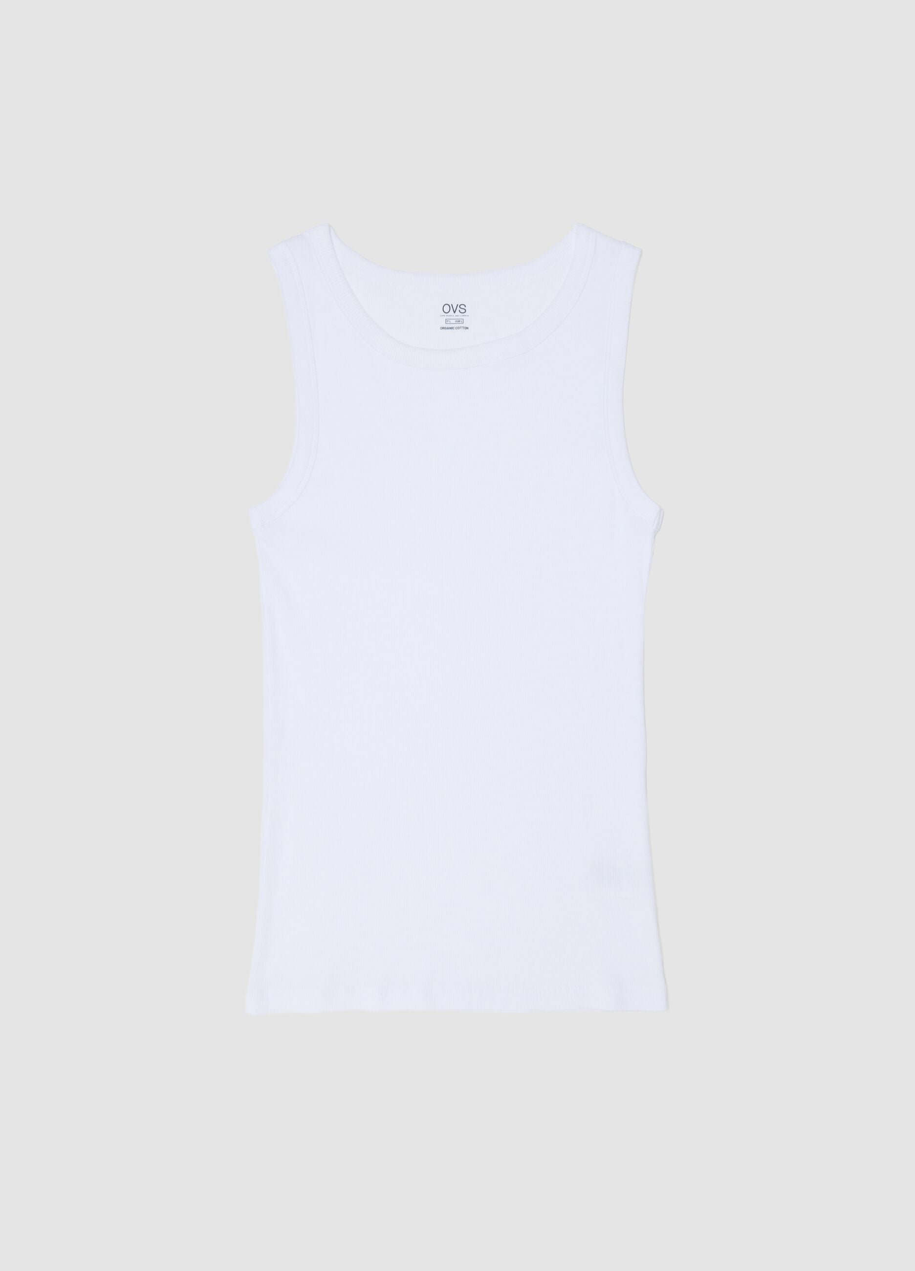 White pure cotton tank top regular fit