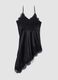 Black viscose-blend dress with deep V-neck and lace_6