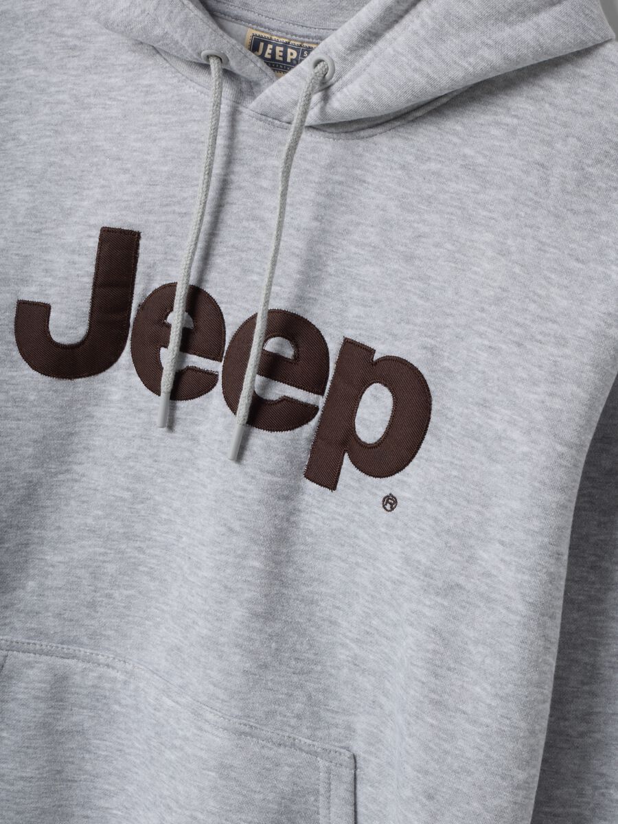 Felpa grigia in misto cotone con cappuccio e stampa Jeep relaxed fit_1