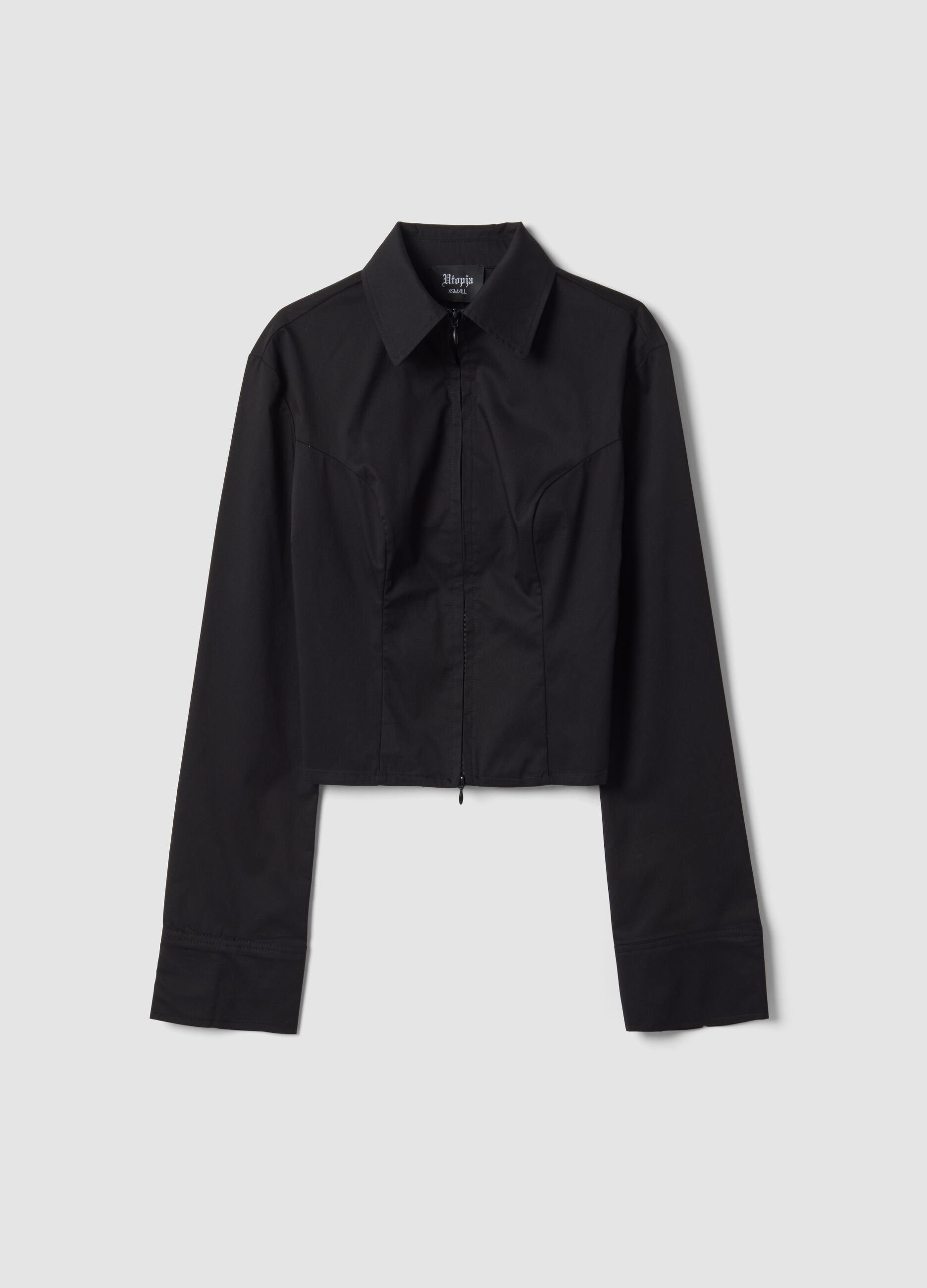 Fitted Full-zip Shirt Black