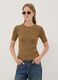 Brown fitted rib-knit viscose blend top_2