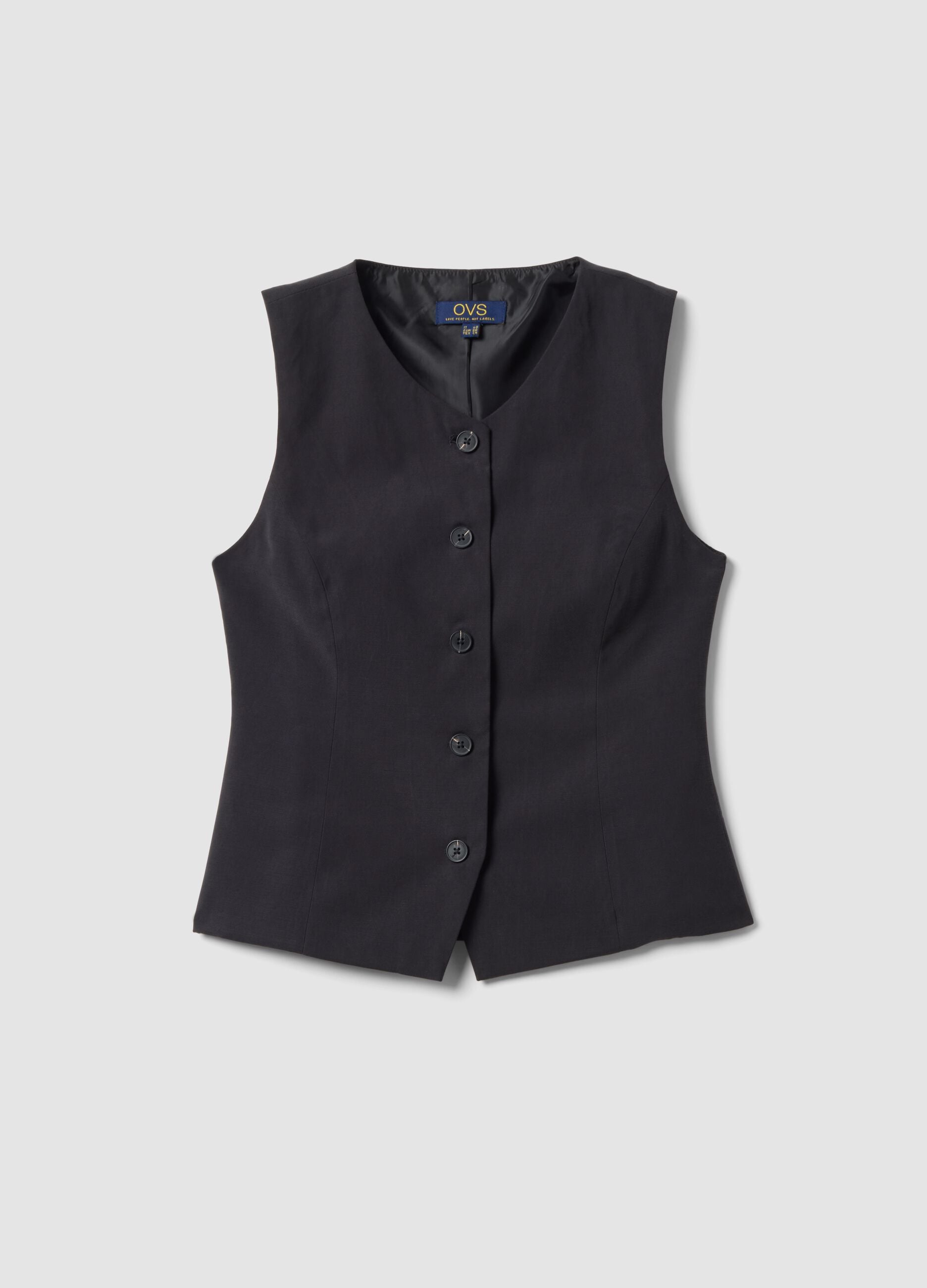 Black slim-fit viscose-blend waistcoat