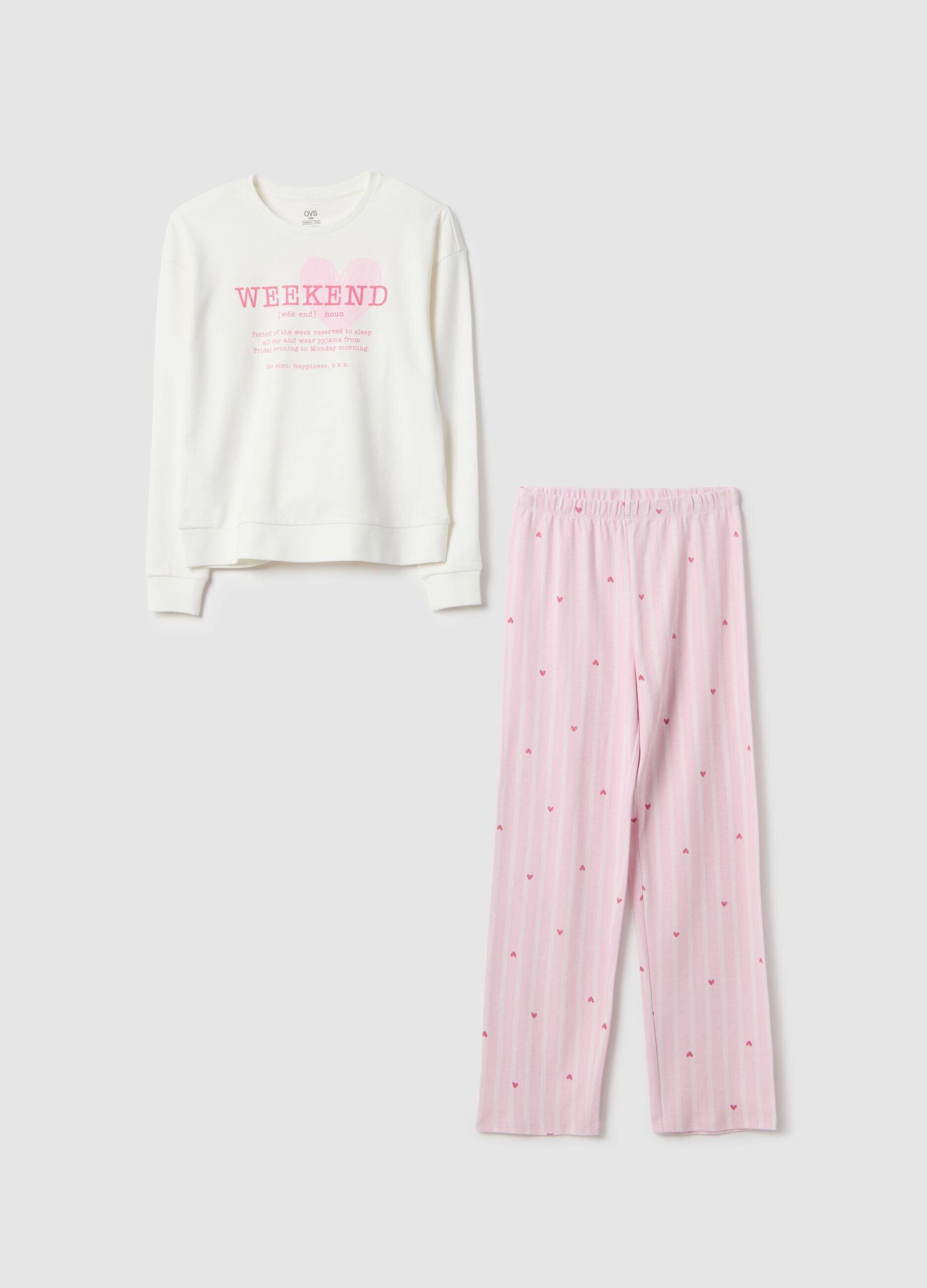 Girl's multicolour striped pyjamas in pure cotton regular fit