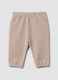 Beige organic cotton baby trousers with elasticated waist_1