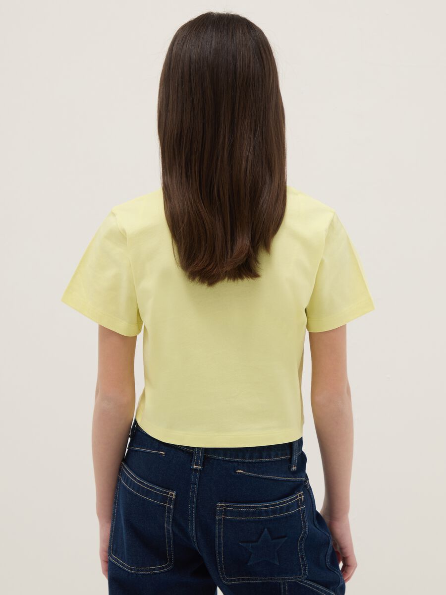 T-shirt in puro cotone gialla da ragazza regular fit con scritta_1
