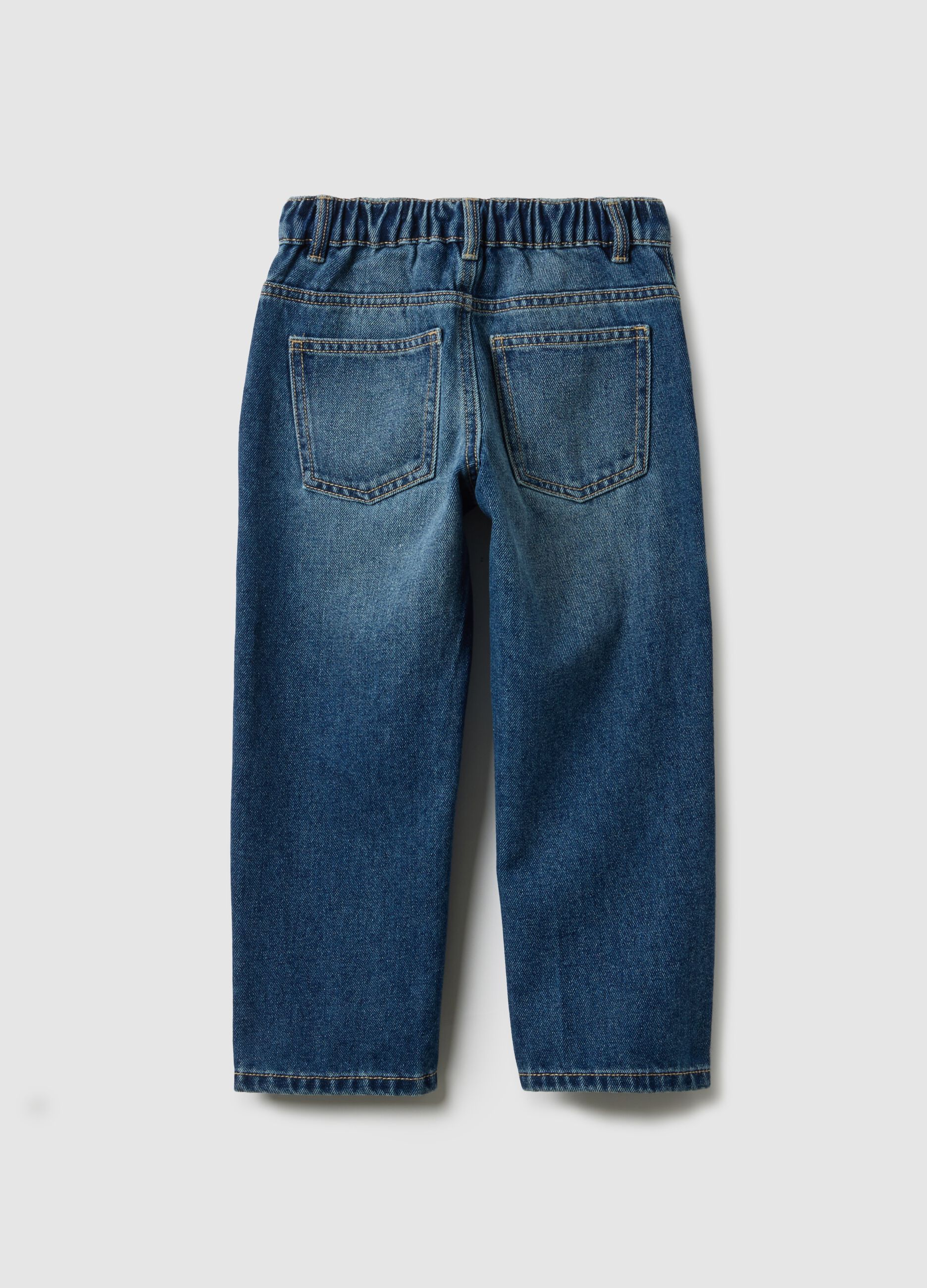 Children's blue cotton blend baggy jeans with oversized fit