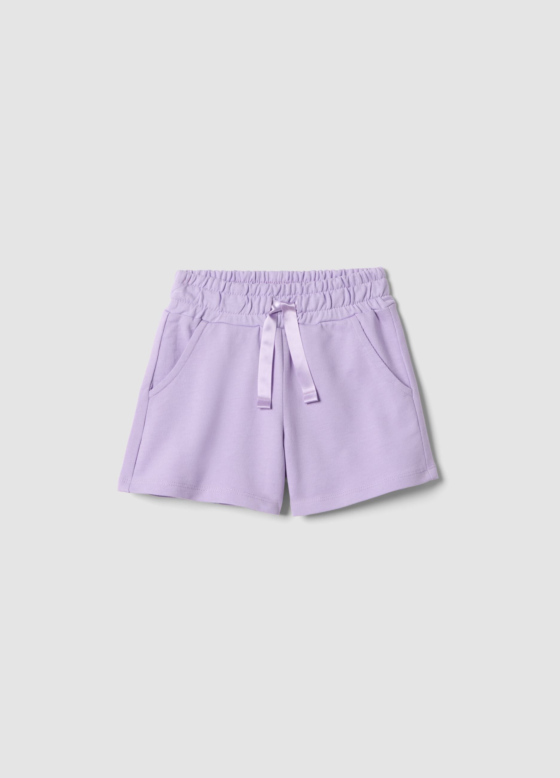 Girls' pure cotton purple shorts - regular fit