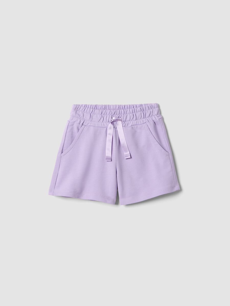 Shorts in puro cotone viola da bimba regular fit_0