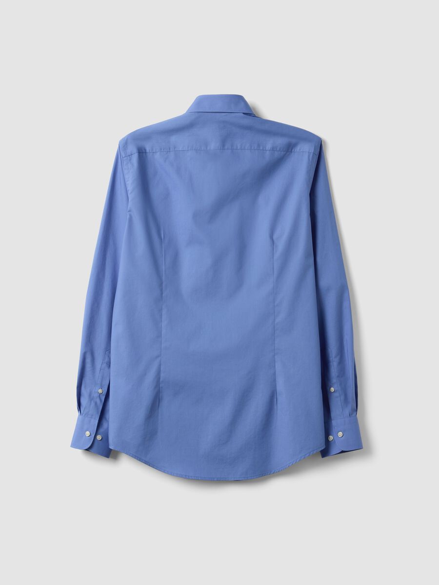 Blue slim-fit shirt with classic collar, easy-iron finish_5