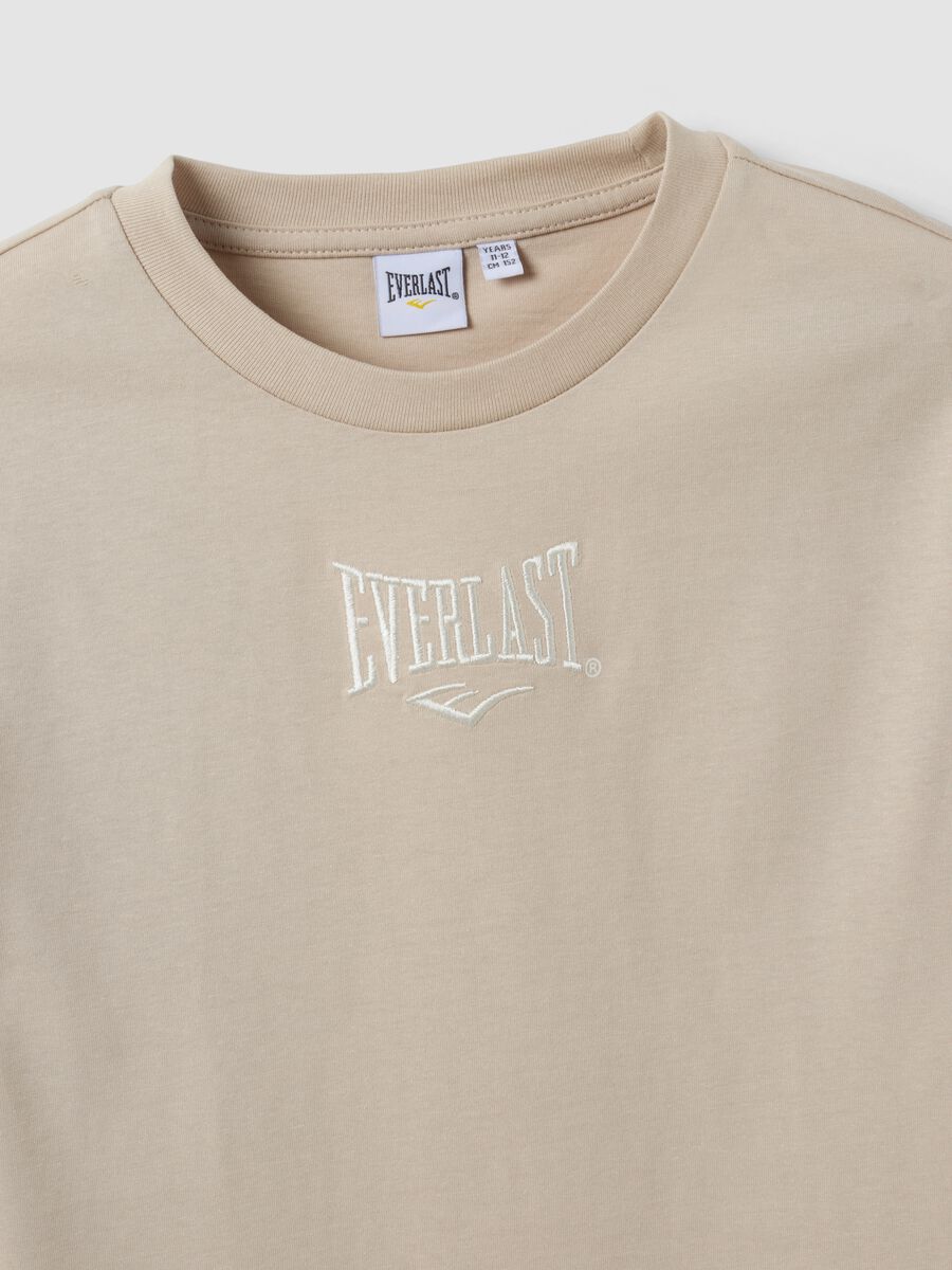 Beige pure cotton regular-fit printed T-shirt for girls_1