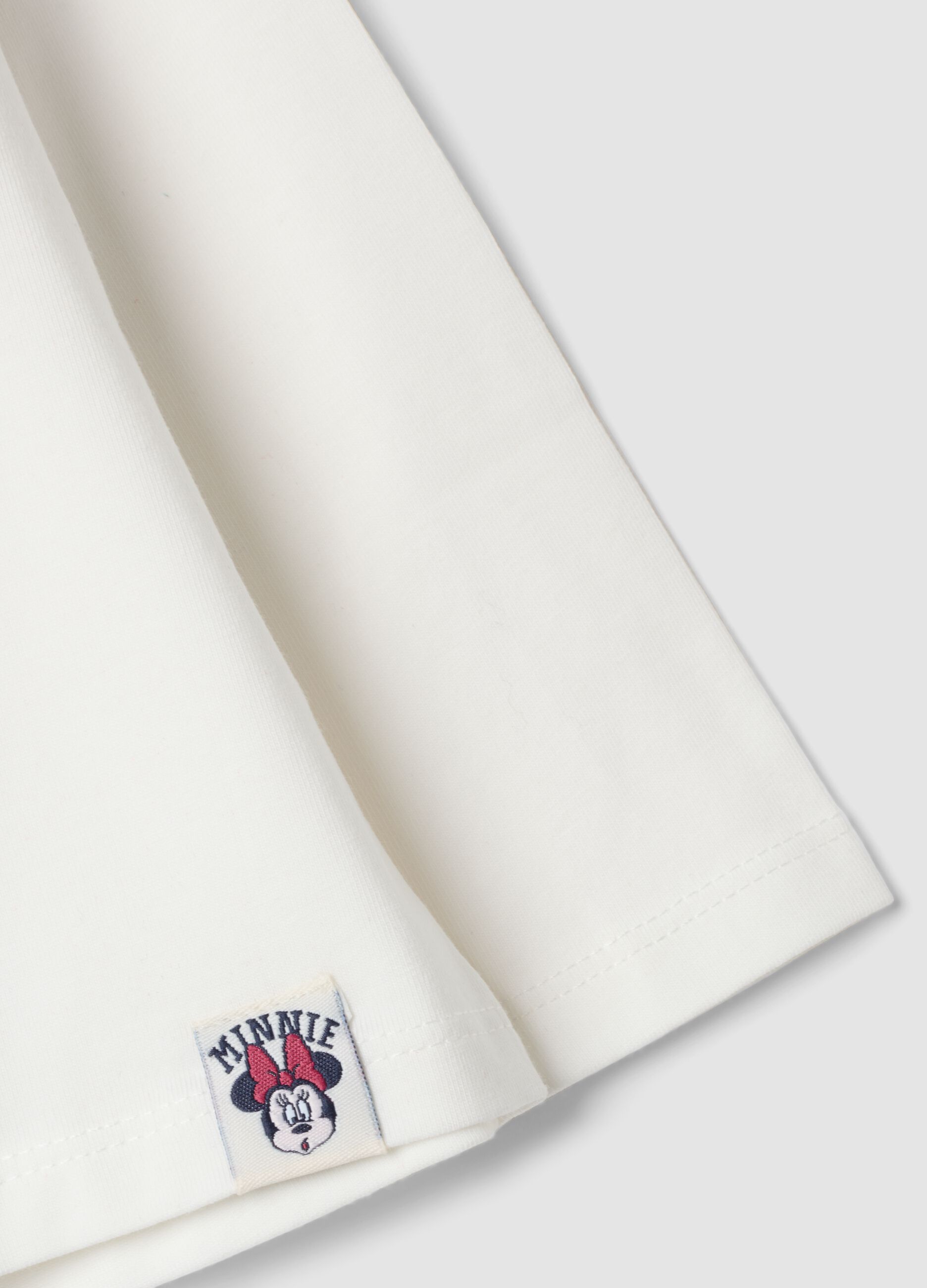 White organic stretch cotton T-shirt with Minnie print