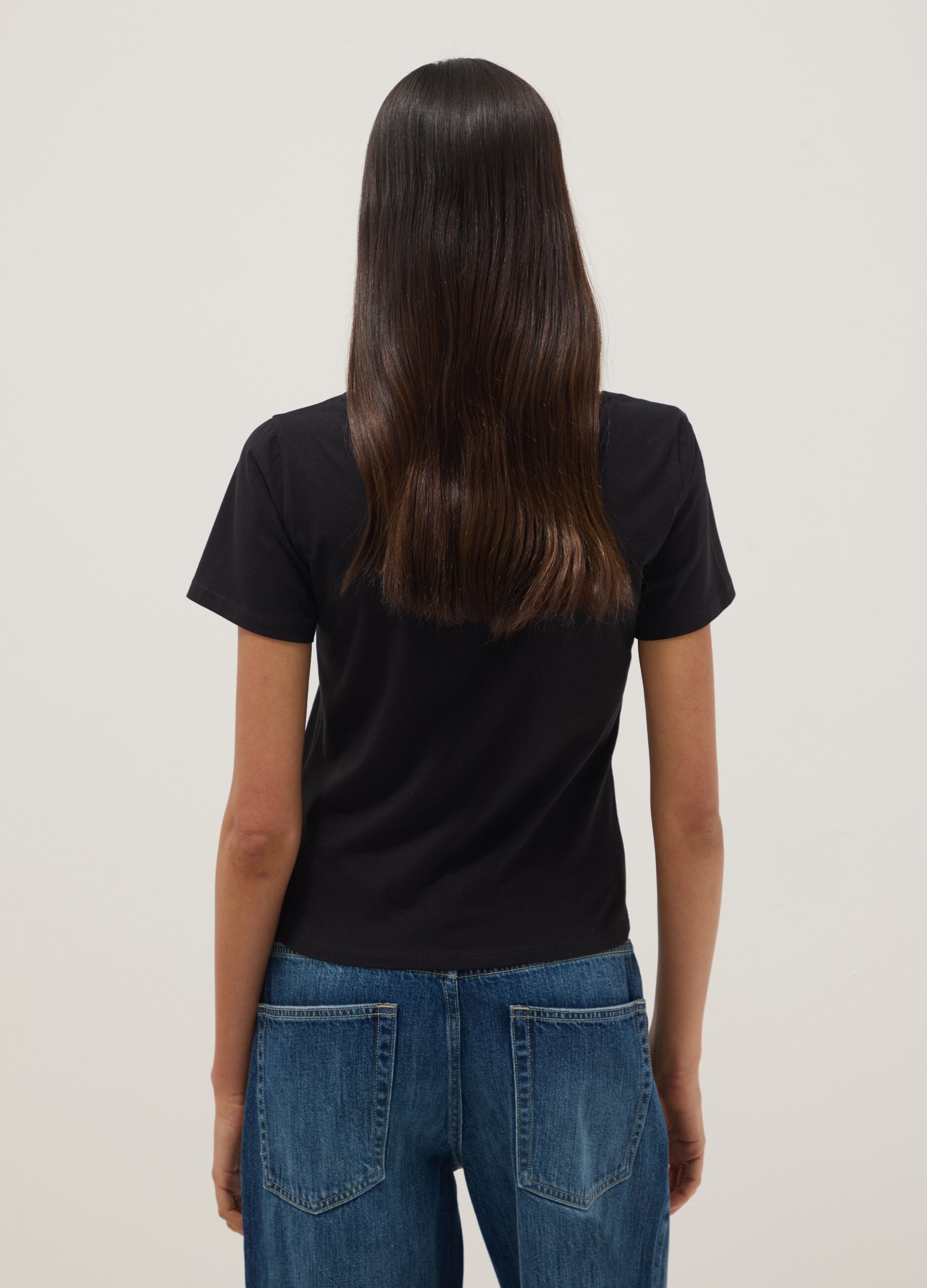 Black pure cotton short-sleeve T-shirt