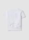 White stretch cotton jersey T-shirt with graffiti slogan for girls_4
