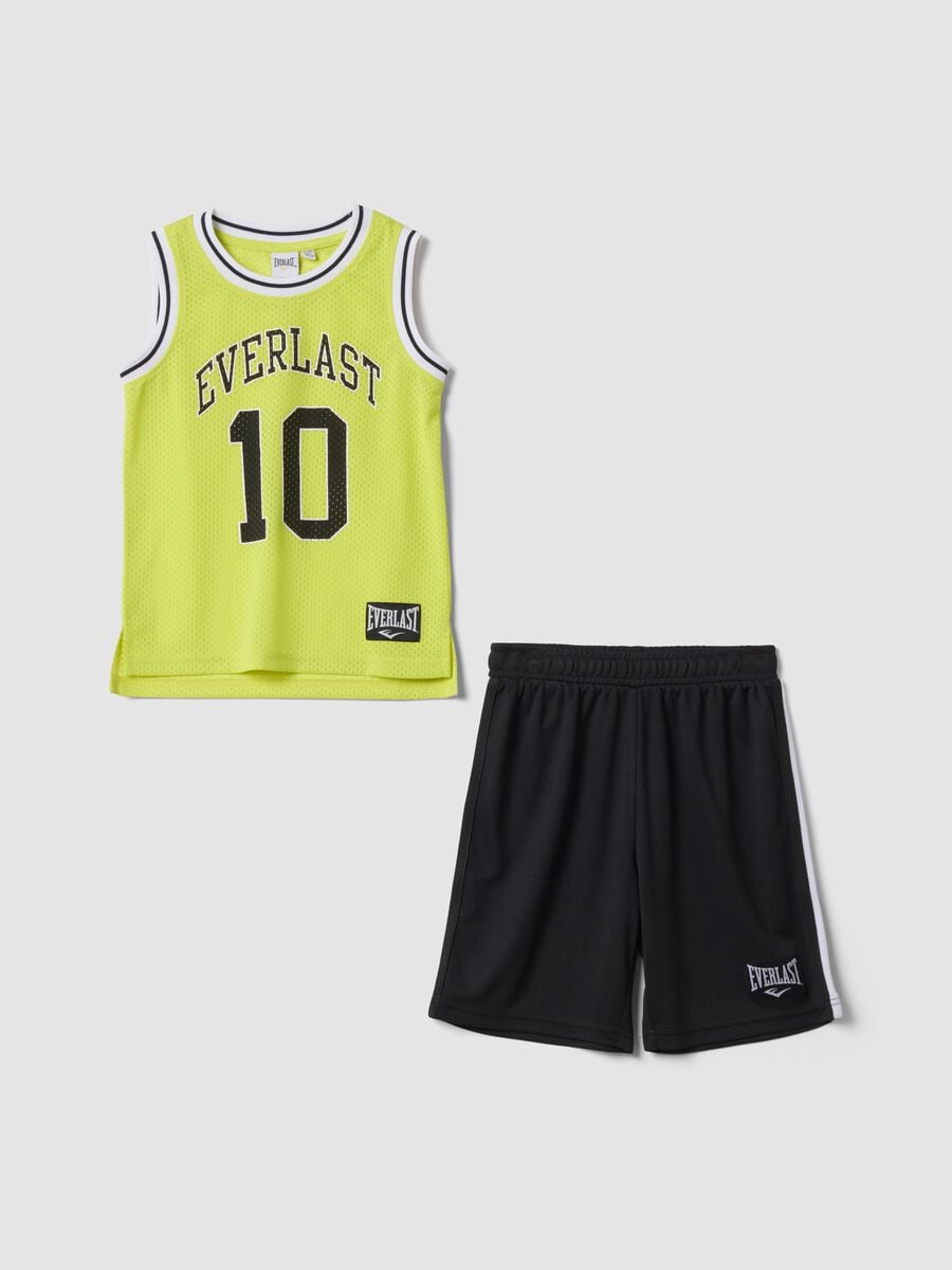 Yellow and black oversized top and shorts set for boys_0