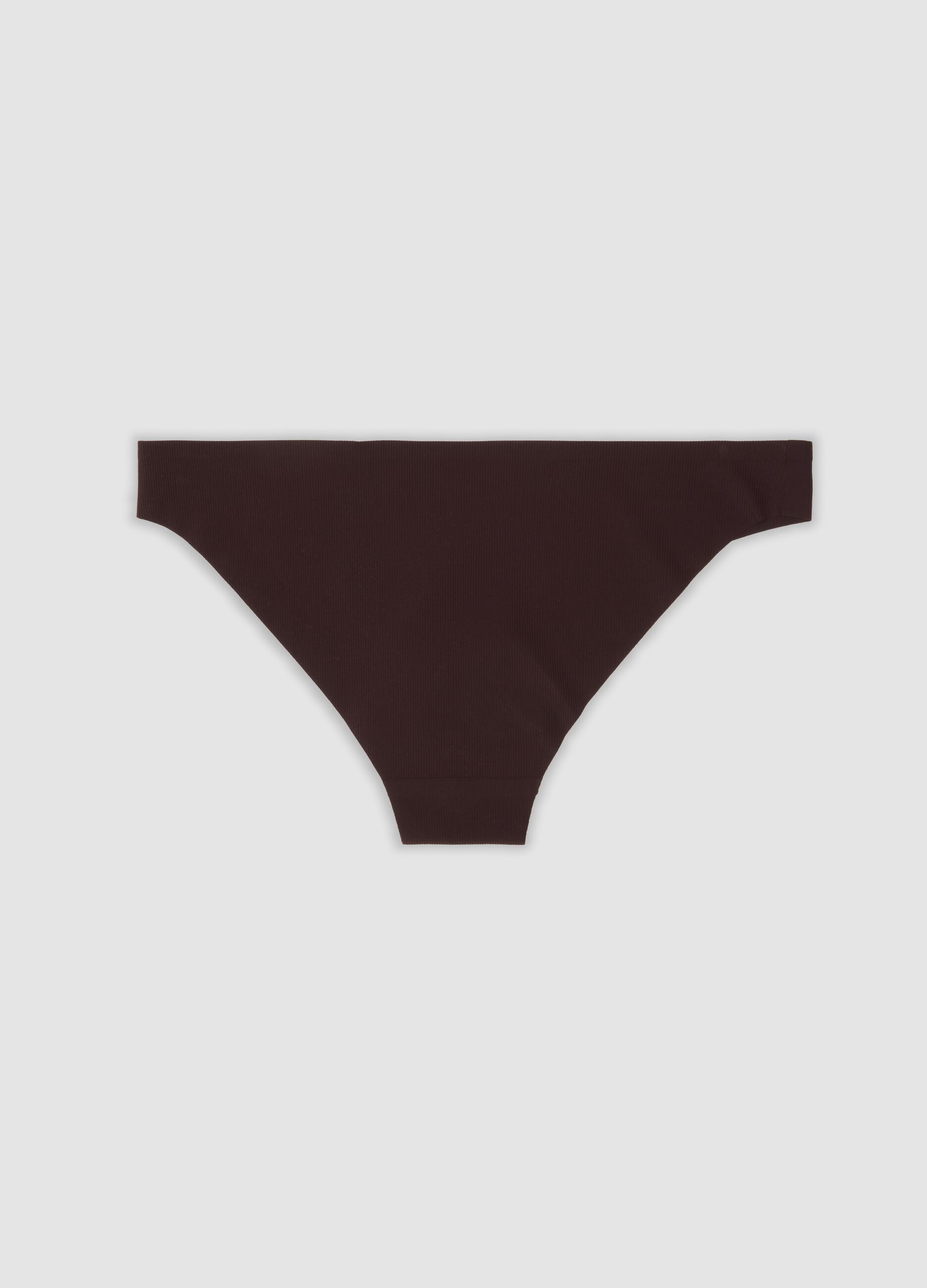 Brown ribbed stretch microfibre briefs