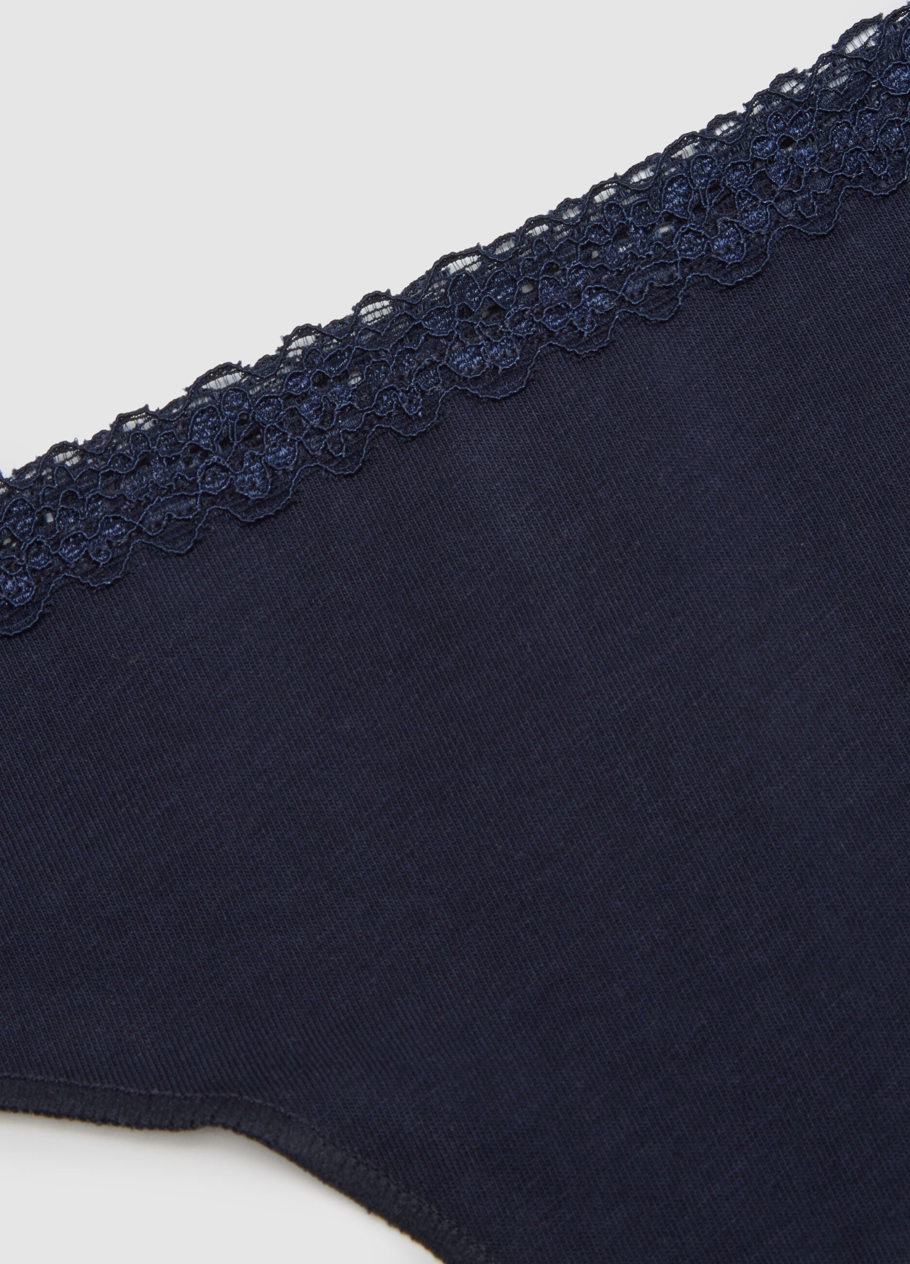 Blue regular fit stretch cotton Brazilian briefs