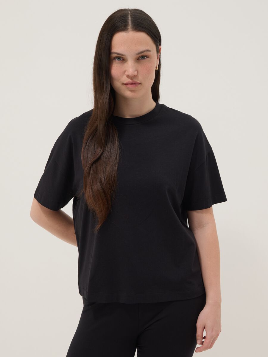 Black stretch cotton-modal T-shirt_0