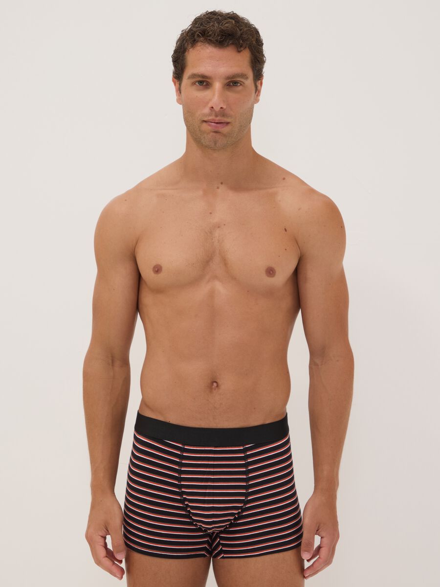 Five-pack of multicolour striped organic cotton boxers_0