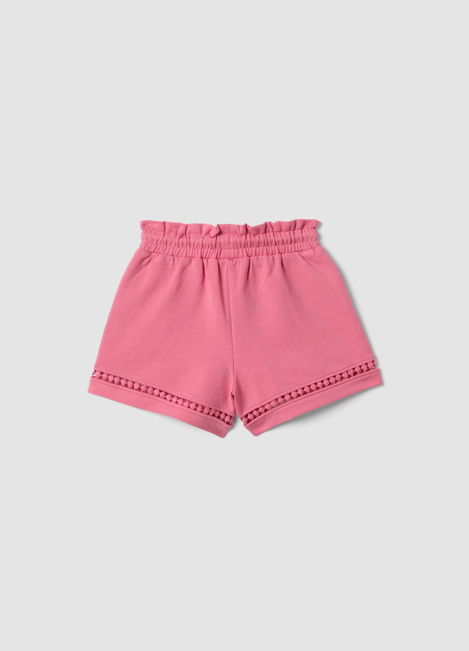 Girls&rsquo; Pink Stretch Cotton Shorts, Regular Fit