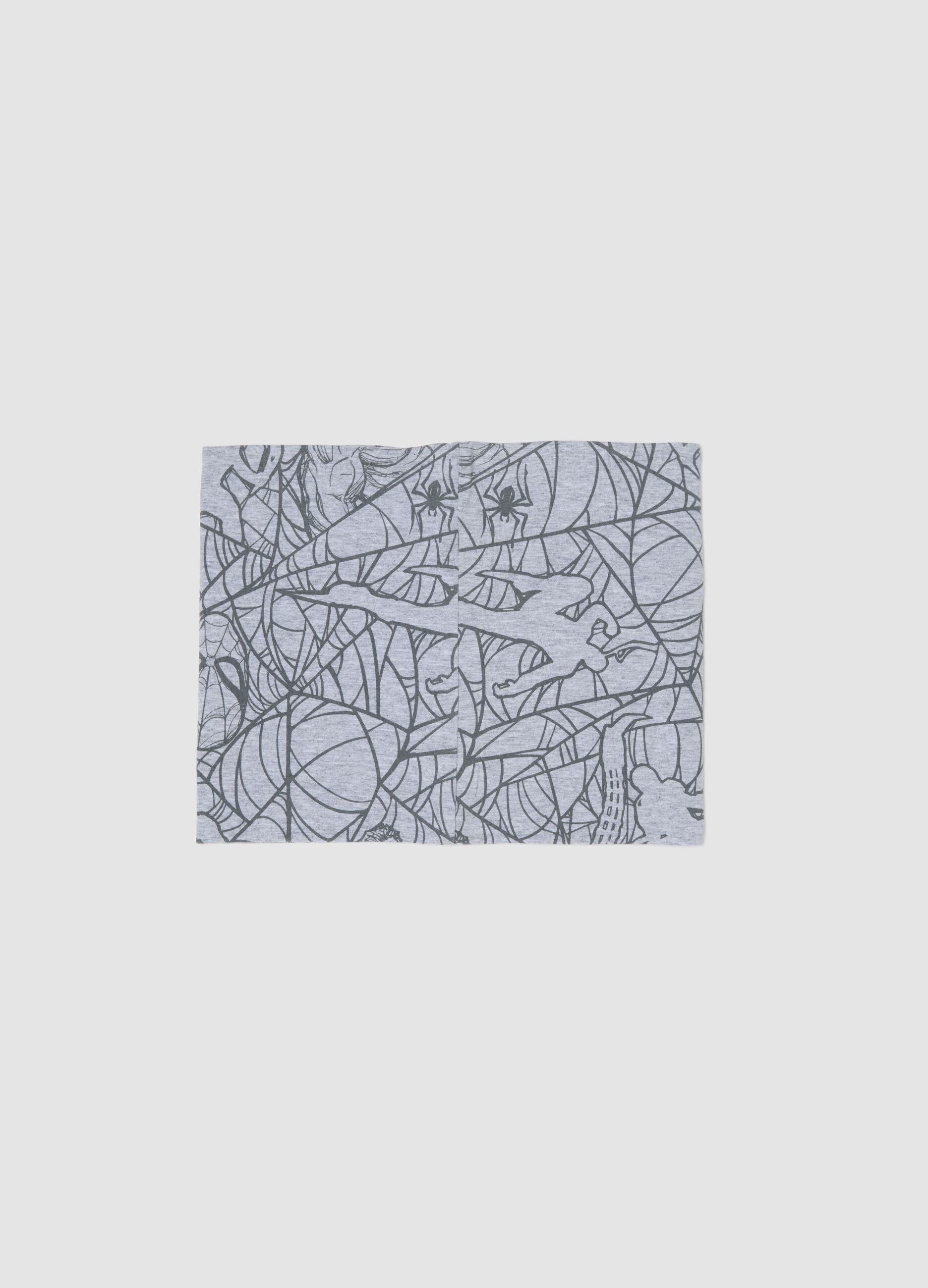 Grey stretch cotton scarf with MARVEL Spider-Man print for boys