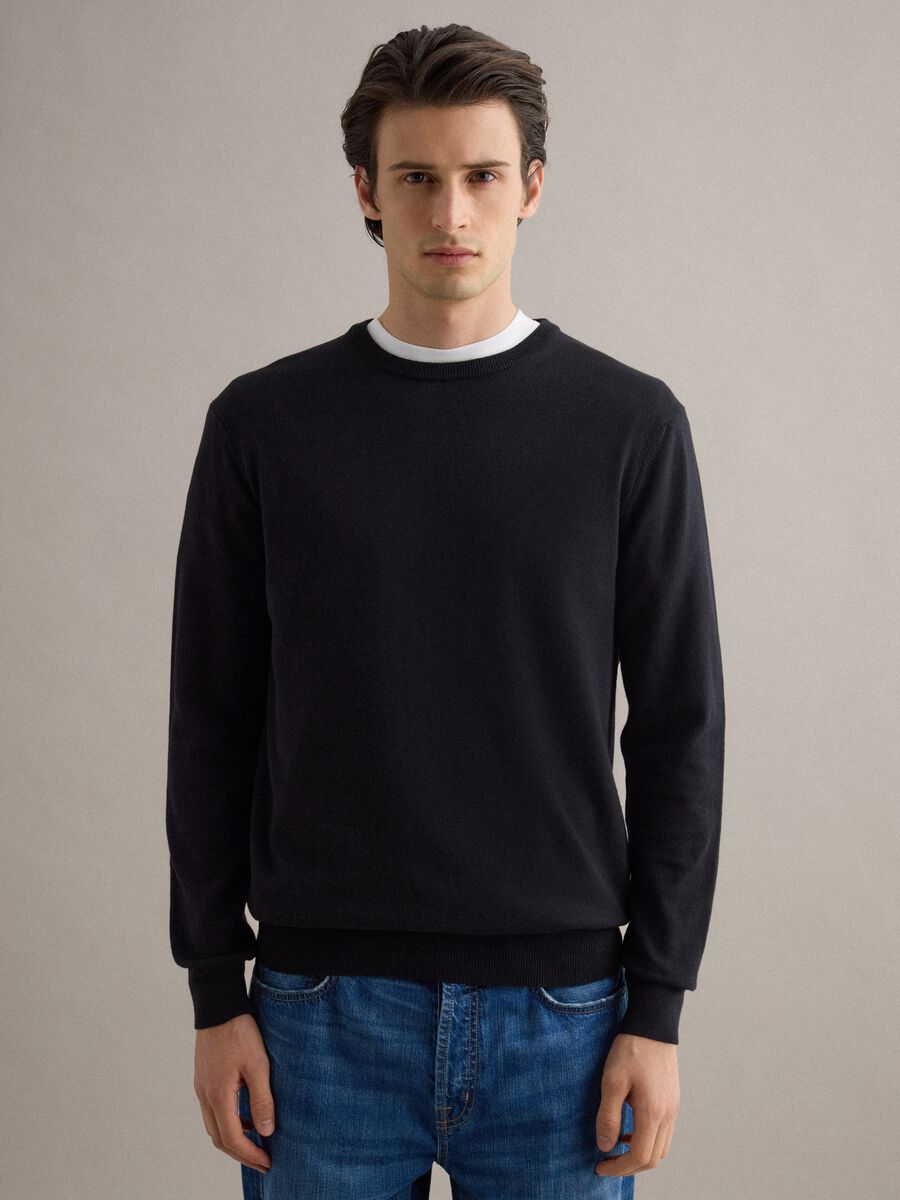 Black sweater in pure cotton_0