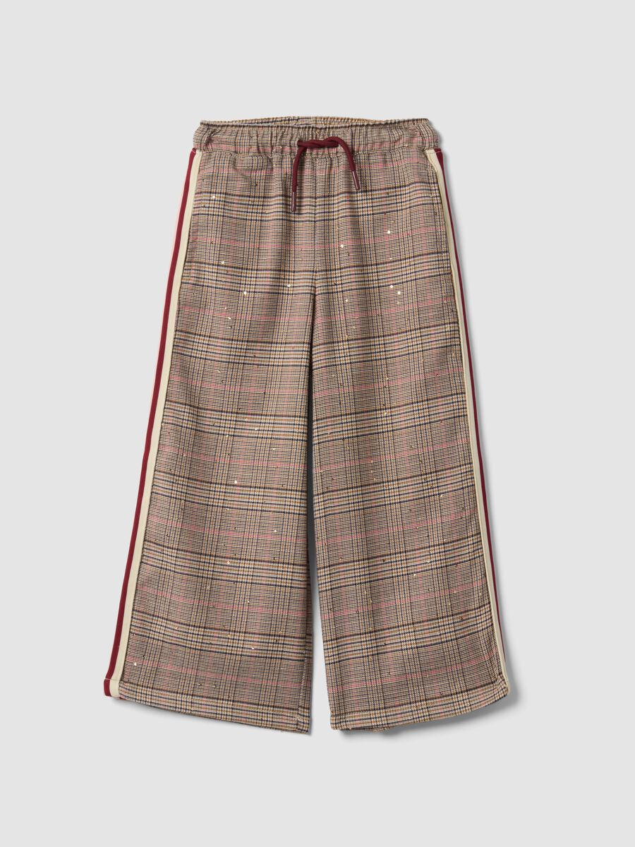 Girls&rsquo; multicolour stretch viscose checked culotte trousers_0