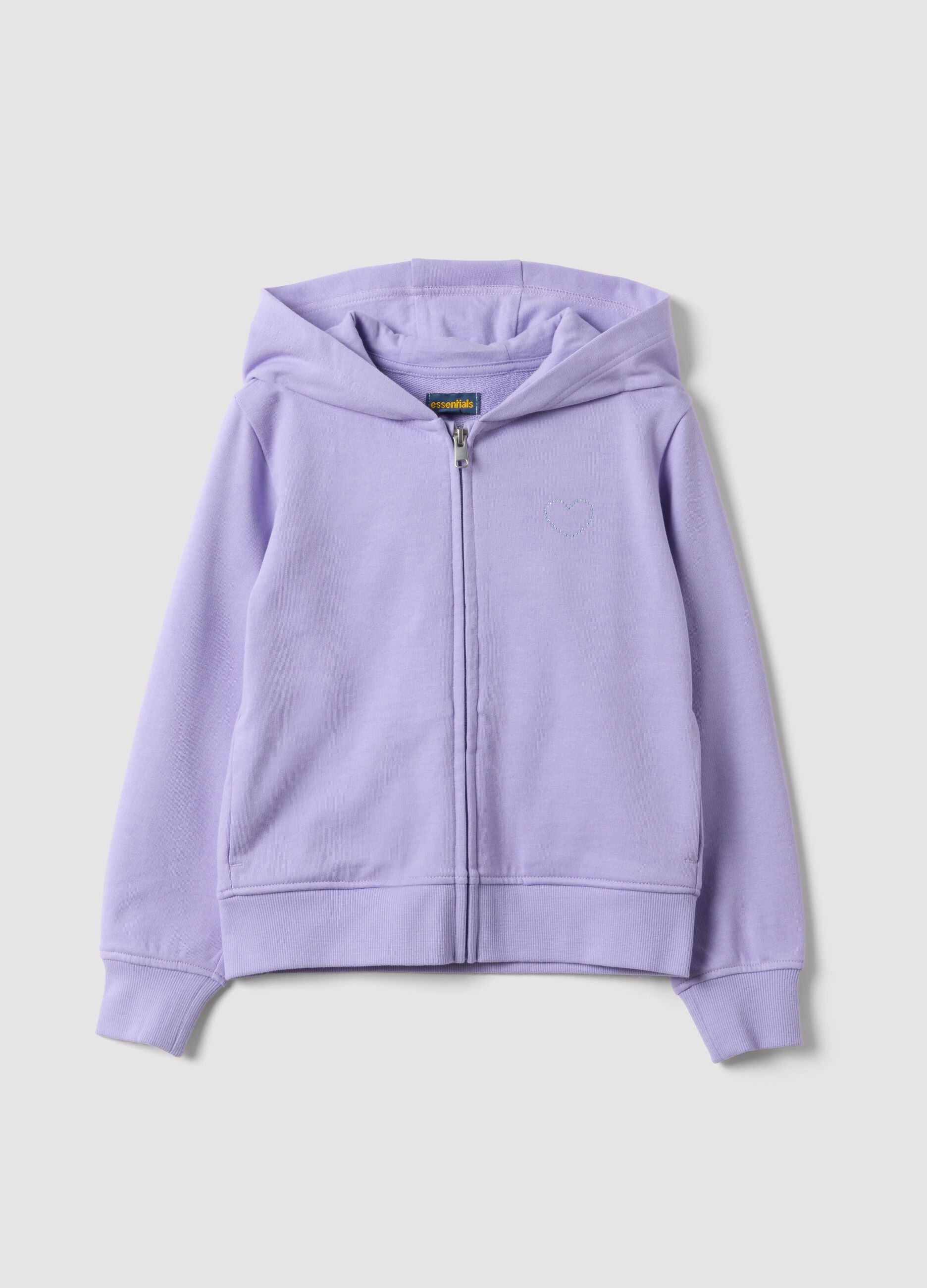 Purple hoodie in pure organic cotton for girls