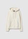 Beige cotton-blend regular fit hoodie with zip_4