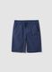 Shorts blu in puro cotone con vita elasticizzata regular fit_3