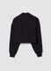 Black cropped cotton-blend fleece sweatshirt with crew neck_2