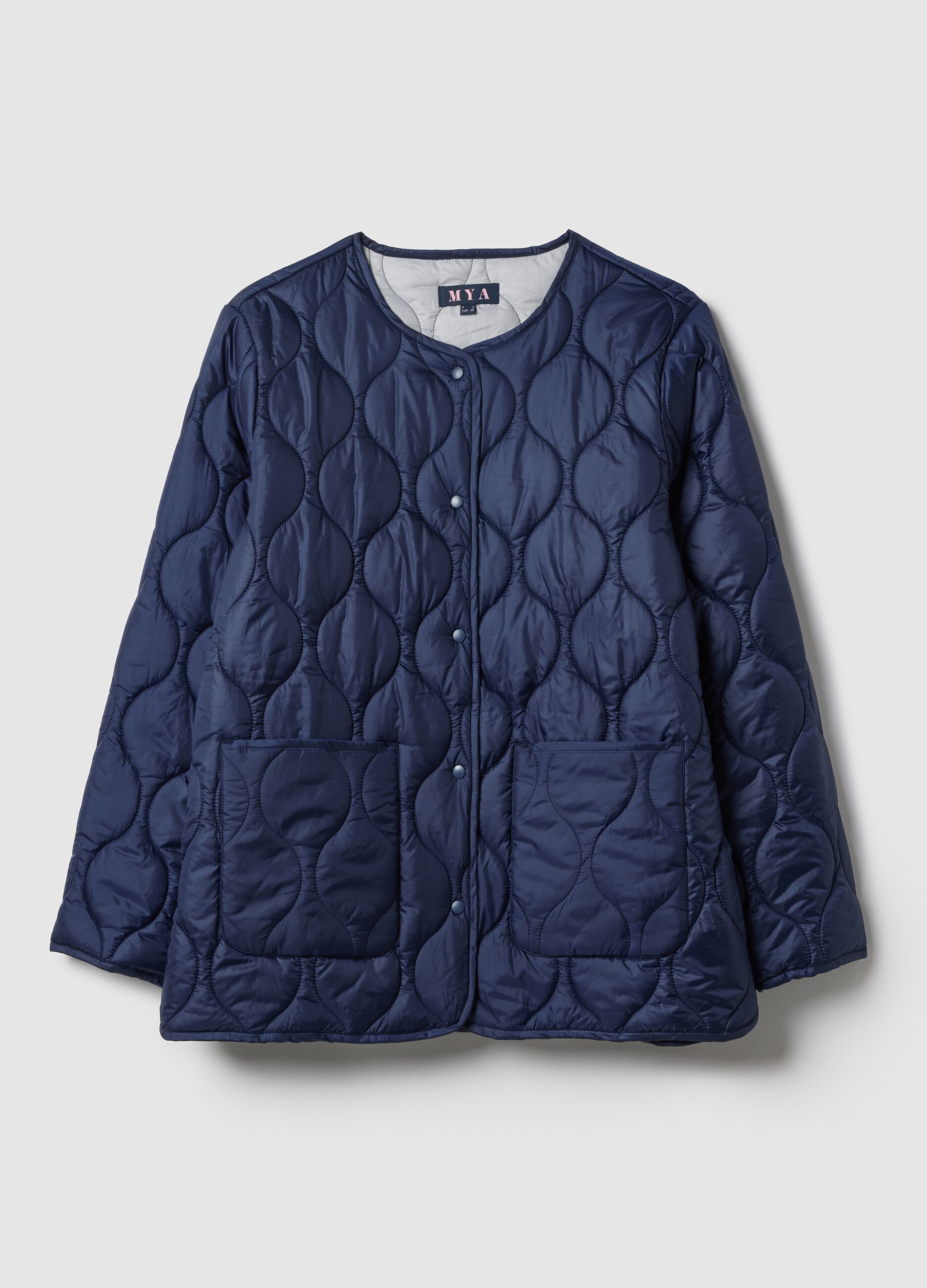 Blue quilted jacket regular fit with buttons
