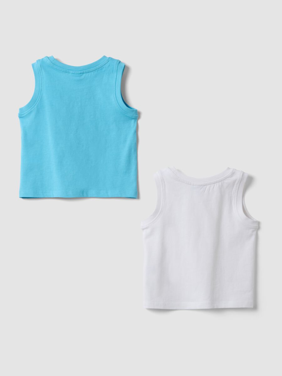 Bipack di tank top azzurro in puro cotone_1