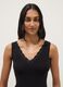 Black stretchy viscose tank top regular fit deep V with lace_1